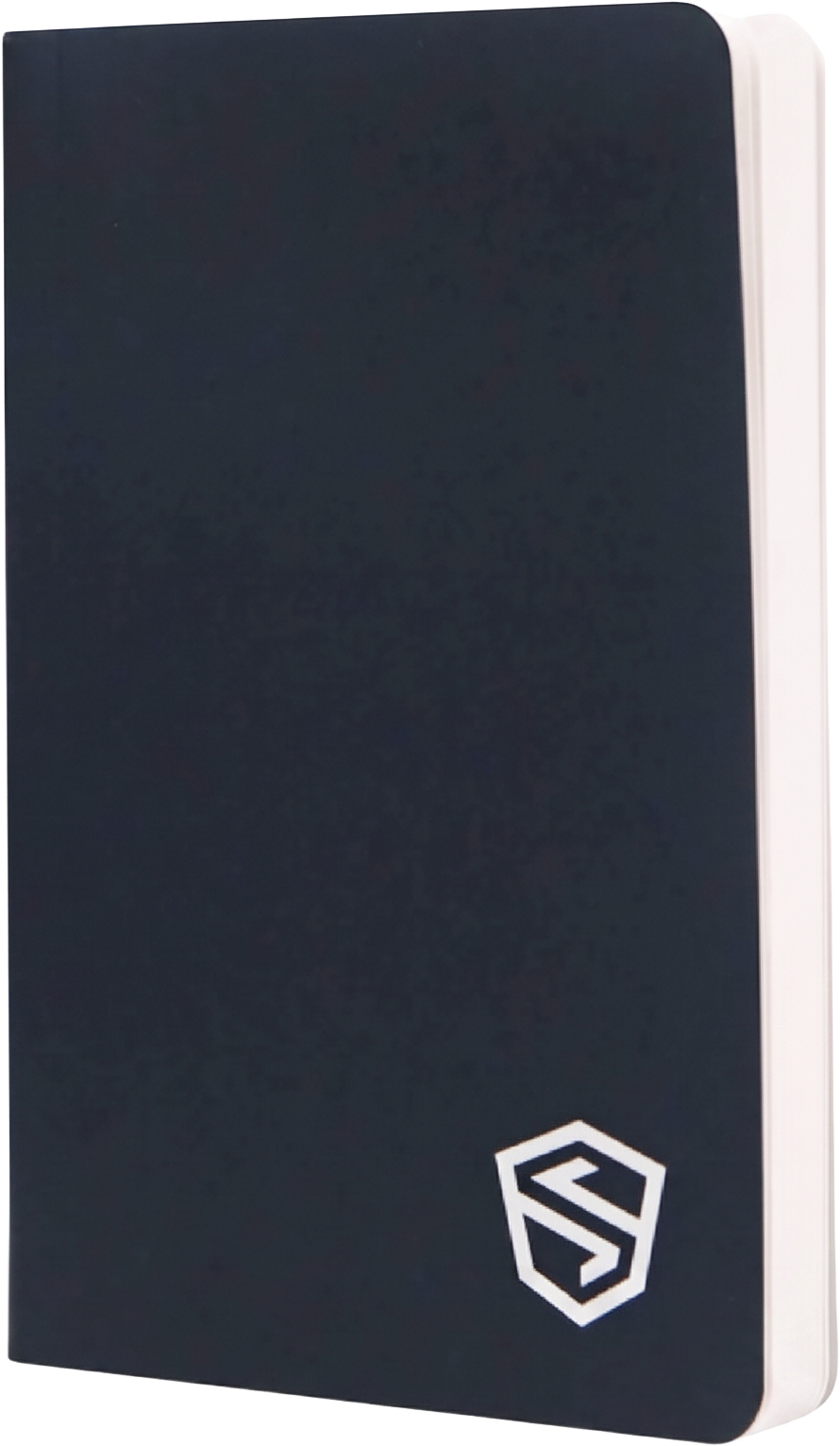 Shield Folio Stonebook: black pocket notebook with white pages and the Shield Folio emblem